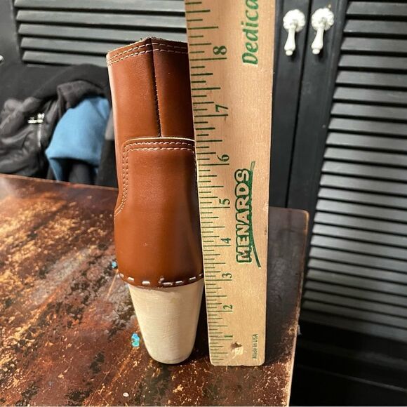 Maguba Leather Wood Wedge Clog‎ Wedge Boot Chocolate Brown Women’s 38 8 - Picture 11 of 12